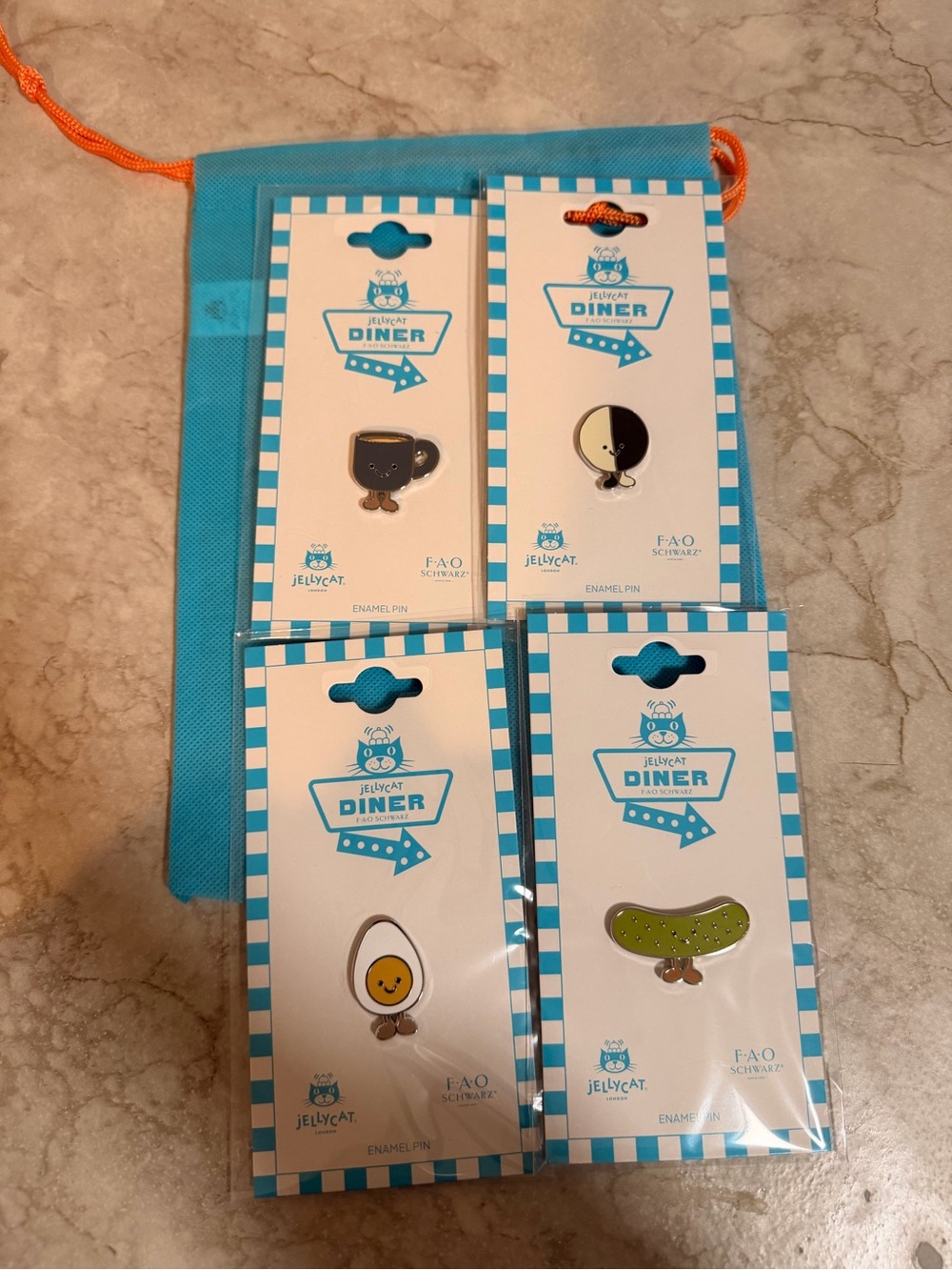 Jellycat Diner Enamel Pin Set pickle egg coffee Cookie exclusive FAO